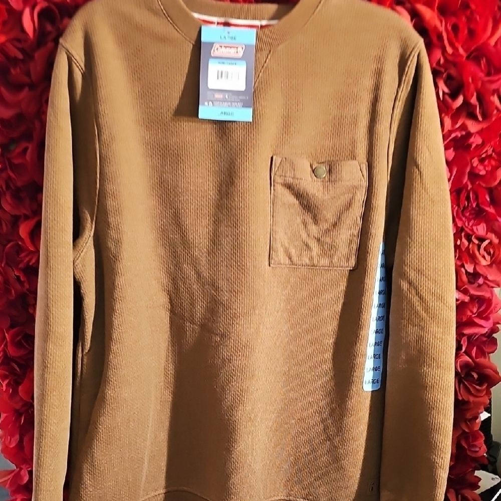 Coleman NWT Men's Brown Fur Lined Thermal Heavy Shirt Size Large